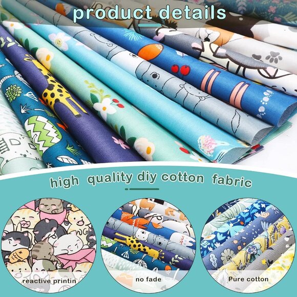40 Pcs 10 x 10 Inches Cotton Fabric Bundle Squares Precut Fabric Squares Multi C - Picture 6 of 6